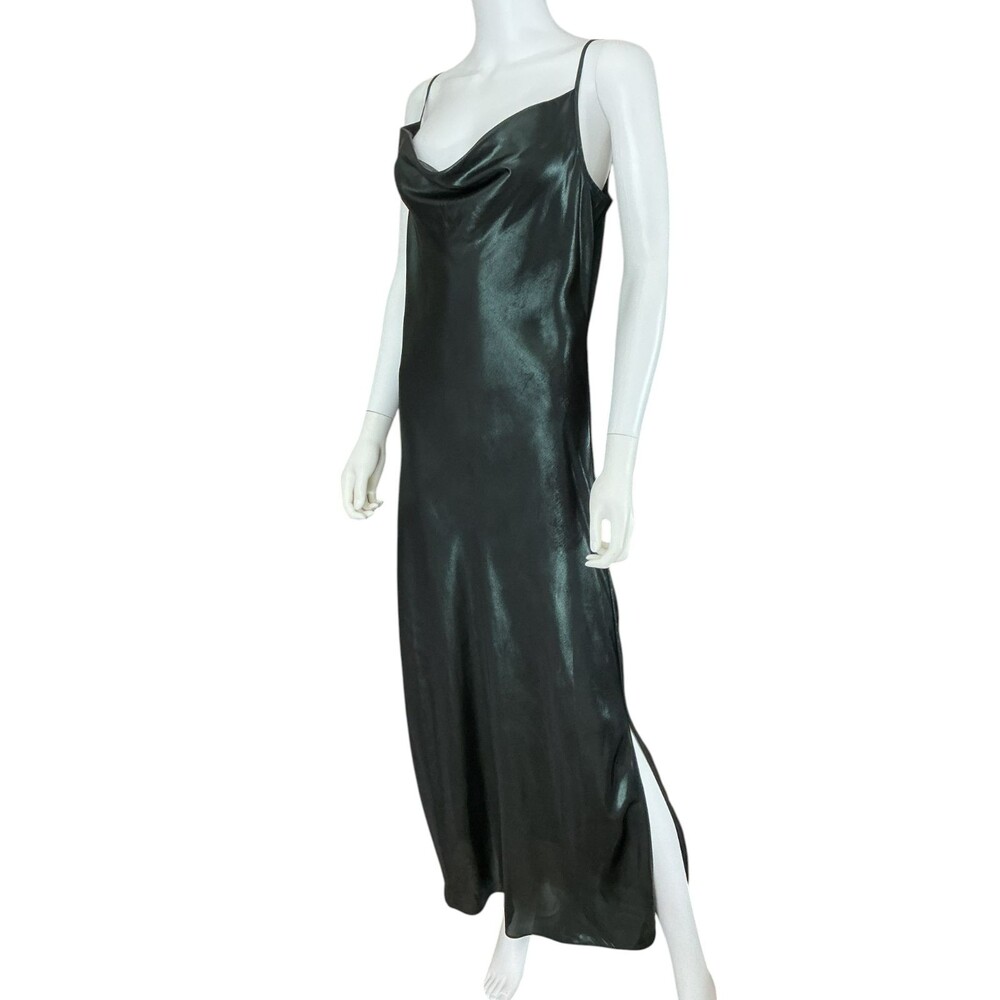 AllSaints Hadley Metallic Cowl Neck Slip Dress sz 10 Iridescent Satin Old Money - Picture 6 of 13